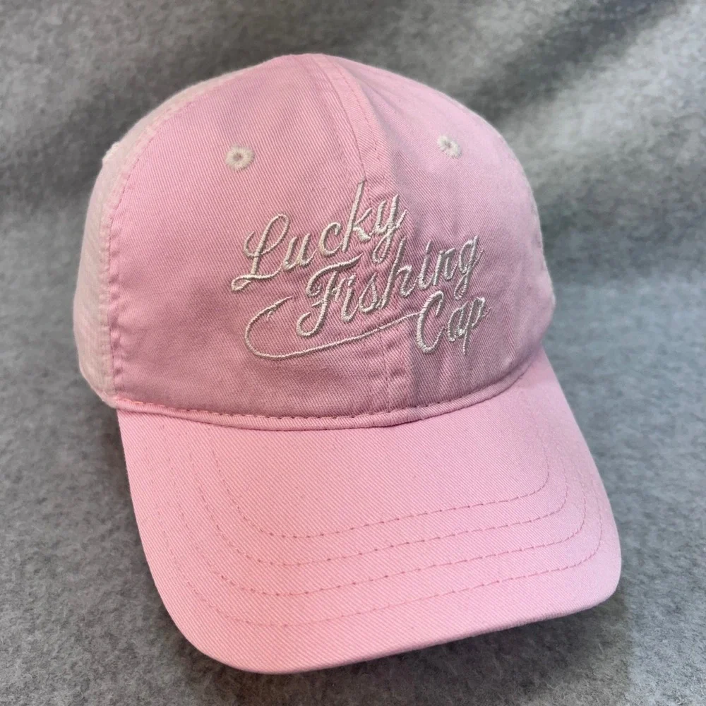Lucky Fishing Cap Toddler Pink Southern Tide Baseball Hat Gingham Back OSFM